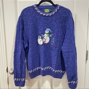 Women’s Vintage Cabela’s Snowman Holiday Christmas Sweater 100% Cotton